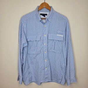 ExOfficio Mens Blue Plaid Long Sleeve Ventilated Fishing Hiking Shirt Size M
